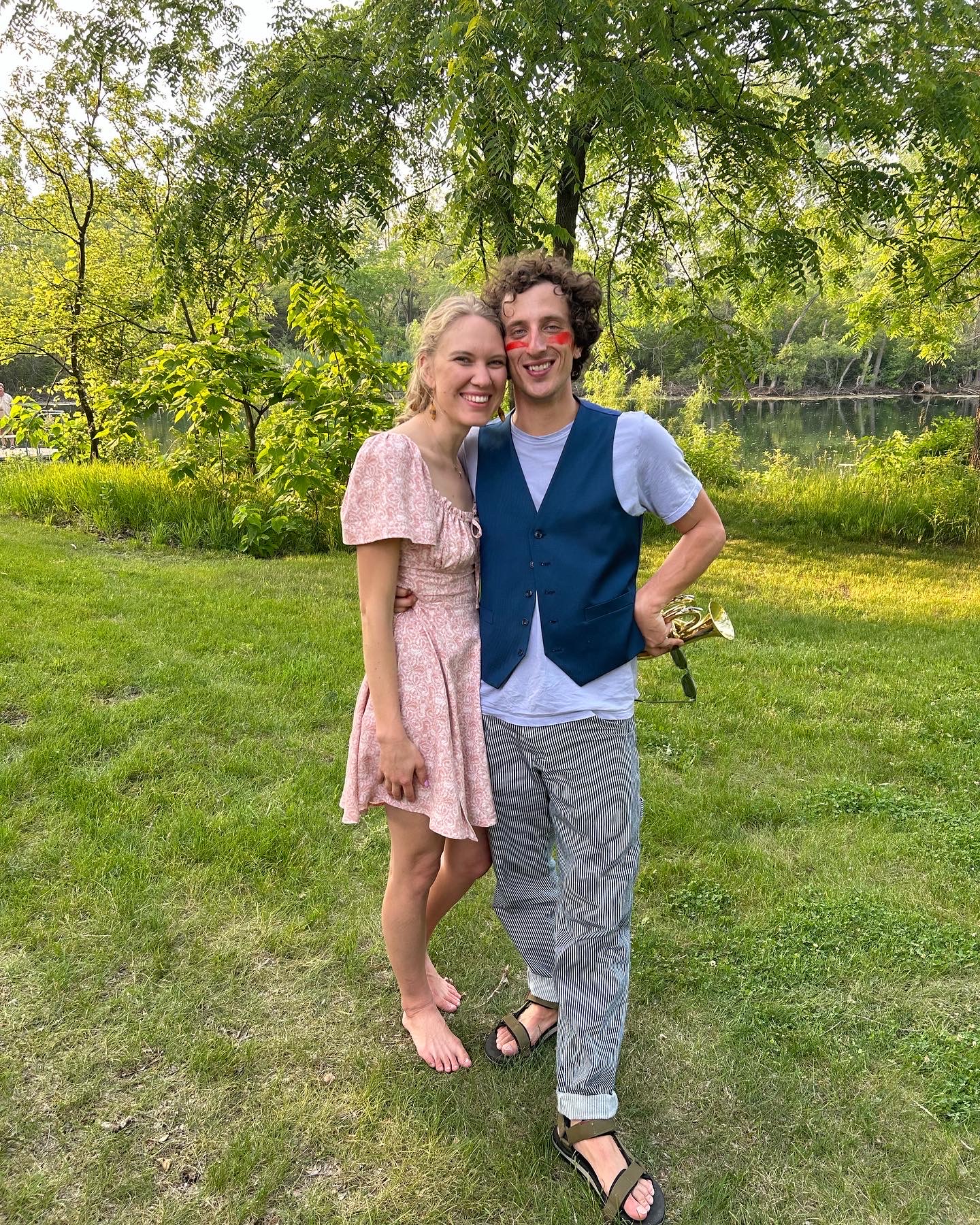 Blake and Josh by the river in summer